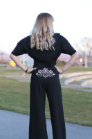 Vyšívané nohavice Čierna elegancia