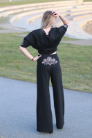 Vyšívané nohavice Čierna elegancia