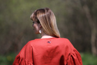 Vyšívaná ľanová blúzka Terakota