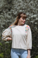 Vyšívaná ľanová blúzka Smotanové očarenie