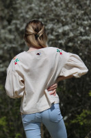 Vyšívaná ľanová blúzka Smotanové očarenie