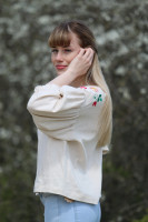 Vyšívaná ľanová blúzka Smotanové očarenie