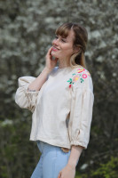 Vyšívaná ľanová blúzka Smotanové očarenie