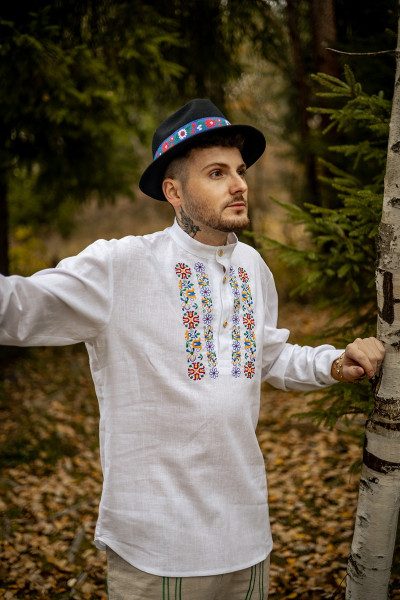 Ľudový klobúk modrá stuha