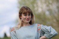 Vyšívaná ľanová blúzka Sťahovavé vtáky