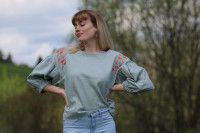 Vyšívaná ľanová blúzka Sťahovavé vtáky