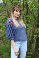 Vyšívaná ľanová blúzka Horská studienka