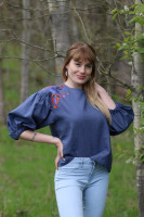 Vyšívaná ľanová blúzka Horská studienka