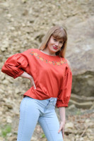 Vyšívaná ľanová blúzka Na skalách