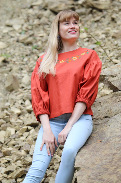 Vyšívaná ľanová blúzka Na...