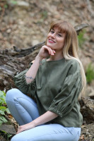 Vyšívaná ľanová blúzka Olivový sad