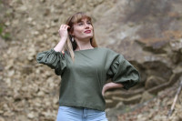 Vyšívaná ľanová blúzka Olivový sad
