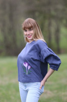 Vyšívaná ľanová blúzka Šafran