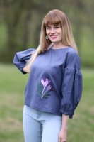 Vyšívaná ľanová blúzka Šafran