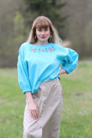 Vyšívaná ľanová blúzka Modrooká