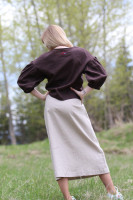 Vyšívaná ľanová blúzka Horká čokoláda