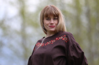 Vyšívaná ľanová blúzka Horká čokoláda