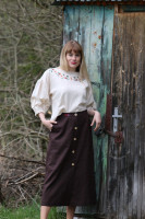 Vyšívaná ľanová blúzka Biela čokoláda