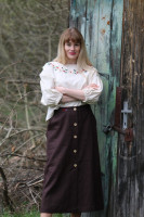 Vyšívaná ľanová blúzka Biela čokoláda