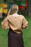 Vyšívaná ľanová blúzka Kapučíno