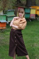 Vyšívaná ľanová blúzka Kapučíno