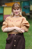 Vyšívaná ľanová blúzka Kapučíno