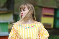 Vyšívaná bavlnená pásikavá blúzka Milada