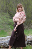 Ľanová midi sukňa Kocka čokolády
