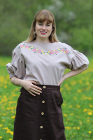 Ľanová midi sukňa Kocka čokolády