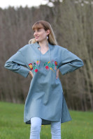 Vyšívaná ľanová tunika/šatotunika Prebúdzanie