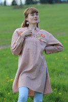 Vyšívaná ľanová tunika/šatotunika Úsmev