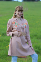Vyšívaná ľanová tunika/šatotunika Úsmev