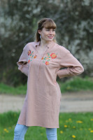 Vyšívaná ľanová tunika/šatotunika Úsmev