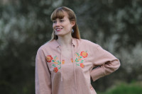 Vyšívaná ľanová tunika/šatotunika Úsmev