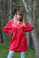 Vyšívaná ľanová tunika/šatotunika Malinový džem