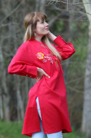 Vyšívaná ľanová tunika/šatotunika Malinový džem