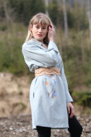 Vyšívaná ľanová tunika/šatotunika V oblakoch