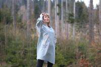 Vyšívaná ľanová tunika/šatotunika V oblakoch