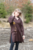 Vyšívaná ľanová tunika/šatotunika Ranná káva