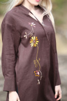 Vyšívaná ľanová tunika/šatotunika Ranná káva