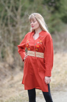 Vyšívaná ľanová tunika/šatotunika Jeseň