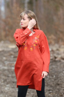 Vyšívaná ľanová tunika/šatotunika Jeseň