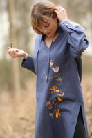 Vyšívaná ľanová tunika/šatotunika Zatajiť dych