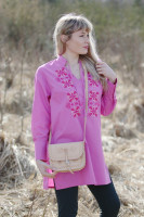 Vyšívaná bavlnená tunika Šípová ruža