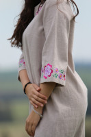 Krátke vyšívané ľanové šaty Viola