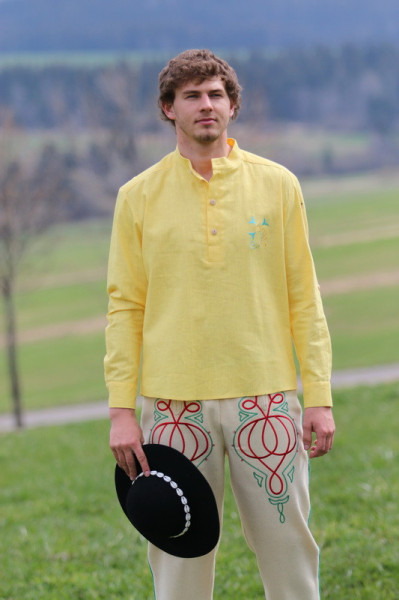 Pánska ľanová vyšívaná...