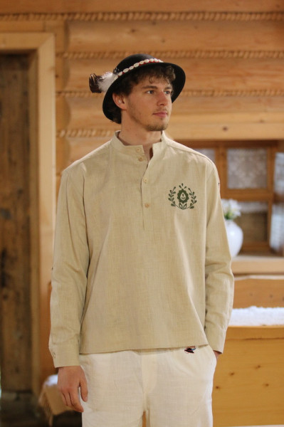 Pánska vyšívaná ľanová...