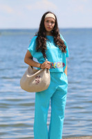 Ľanové 3/4 nohavice Oceán