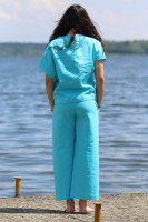 Ľanové 3/4 nohavice Oceán