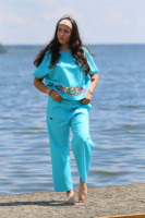 Ľanové 3/4 nohavice Oceán